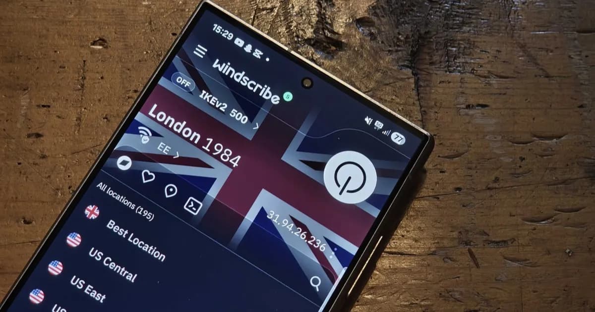 Windscribe VPN on Samsung Galaxy S24 Ultra