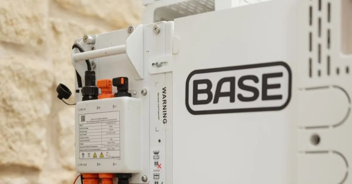 Baterai rumah Base Core produksi Base Power di pabrik Austin Texas