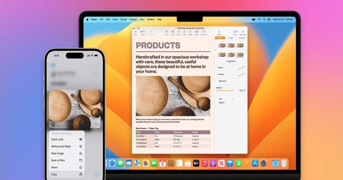 Ilustrasi penggunaan fitur Universal Clipboard di Mac untuk salin tempel antar perangkat Apple