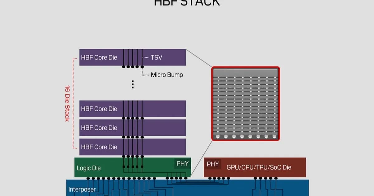 Konsep memori HBF dari Sandisk yang menggabungkan 3D NAND dengan performa HBM
