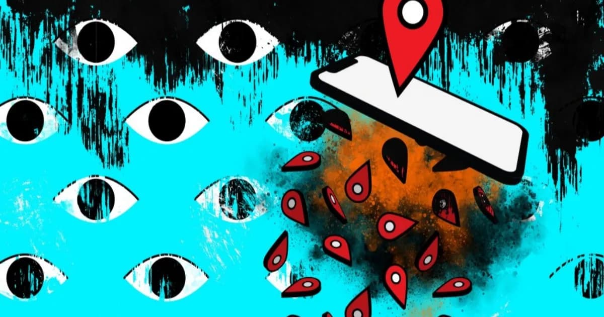 Ilustrasi smartphone Android menampilkan notifikasi izin akses lokasi aplikasi