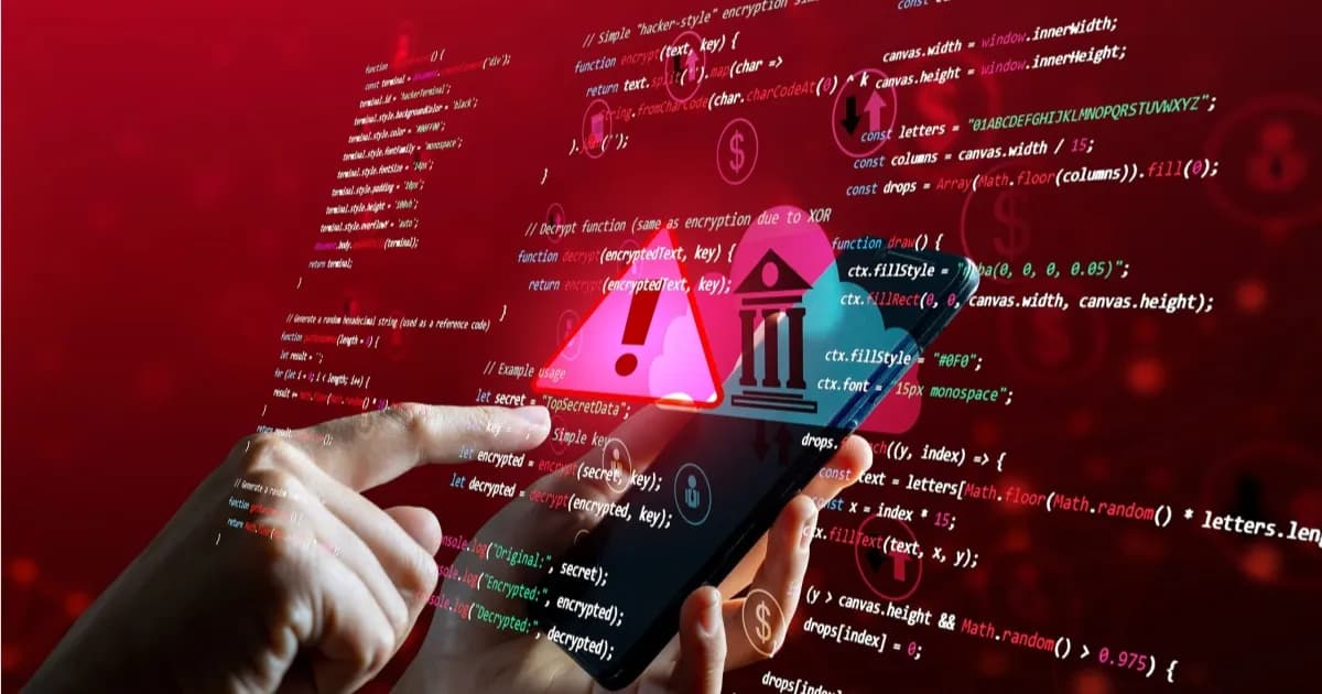 Ilustrasi serangan worm ChainDrop pada paket npm dengan tanda peringatan di layar komputer