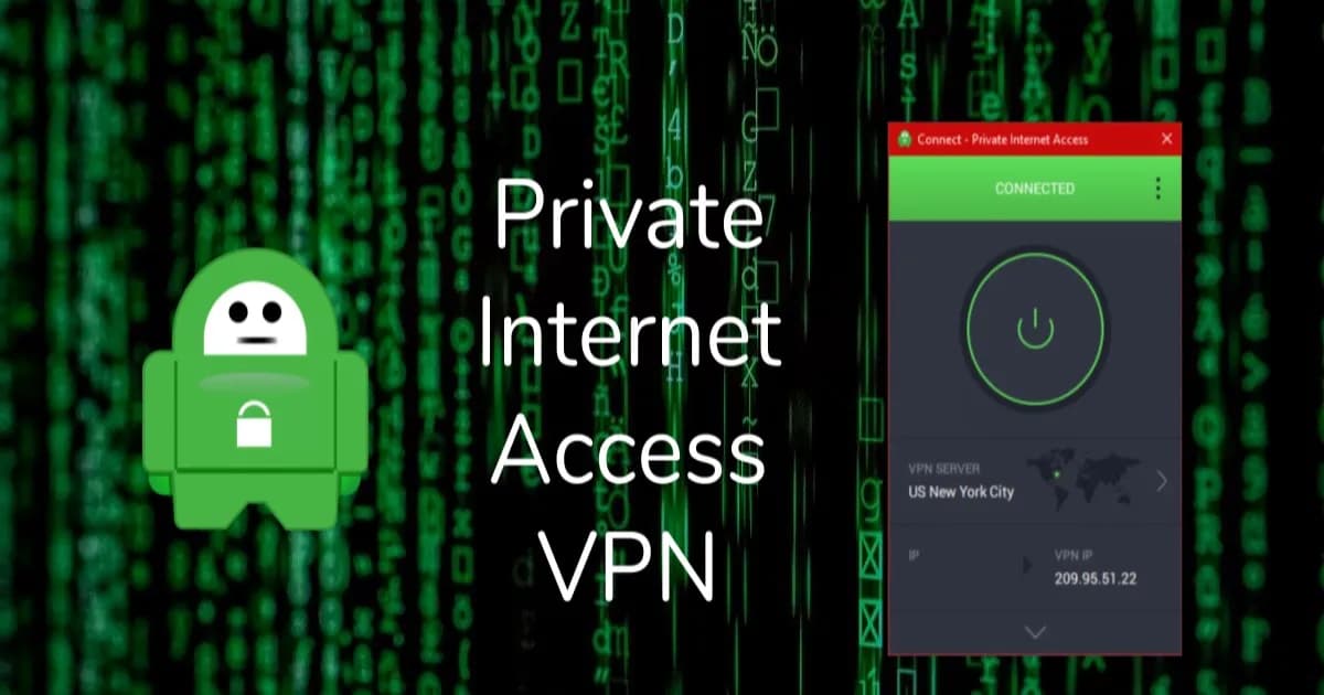 Ilustrasi layanan VPN Private Internet Access dengan latar abstrak