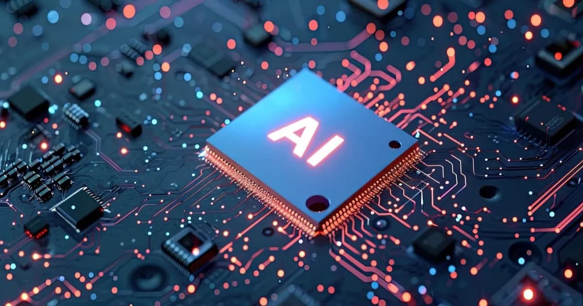 Chip AI pada papan sirkuit yang menyala menunjukkan model bahasa berjalan di mikrokontroler ESP32-S3