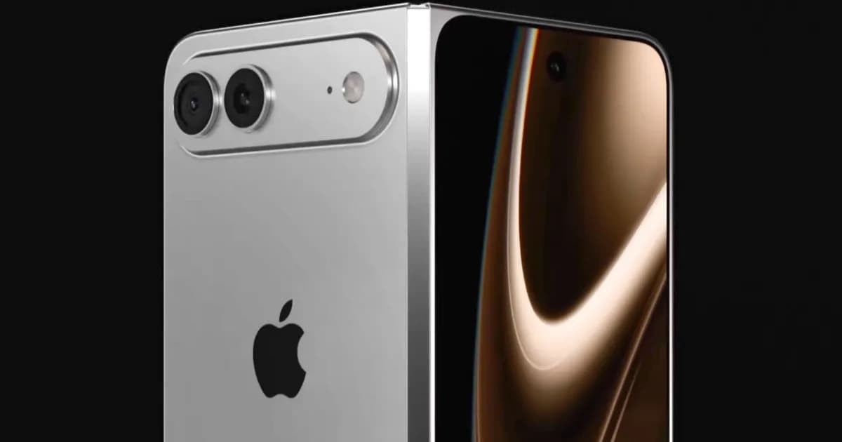 Renders of the potential iPhone foldable device dengan desain pendek dan lebar menyerupai paspor