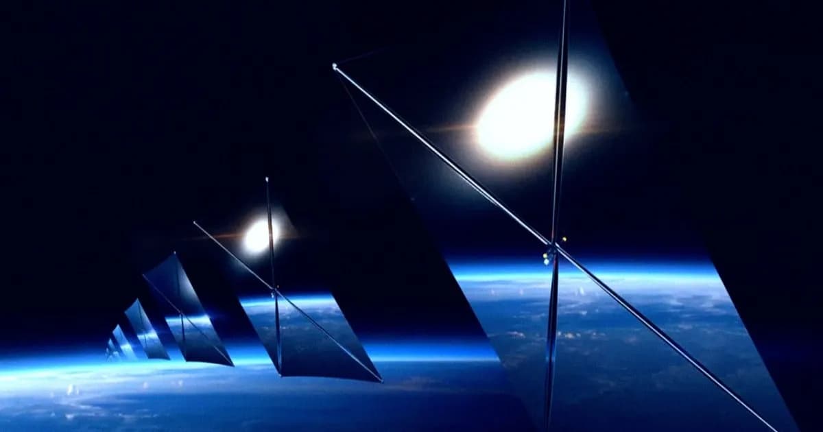 Rendering satelit pemantul cahaya milik Reflect Orbital yang memantulkan sinar matahari ke Bumi