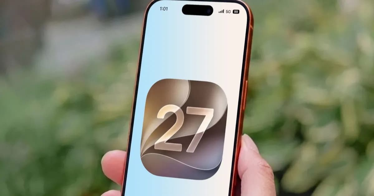 Tampilan ikon aplikasi baru iOS 27 dengan desain Liquid Glass di layar iPhone