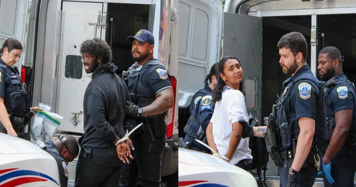 Demonstran ditangkap polisi saat aksi protes OpenAI di Gallup Building Washington DC