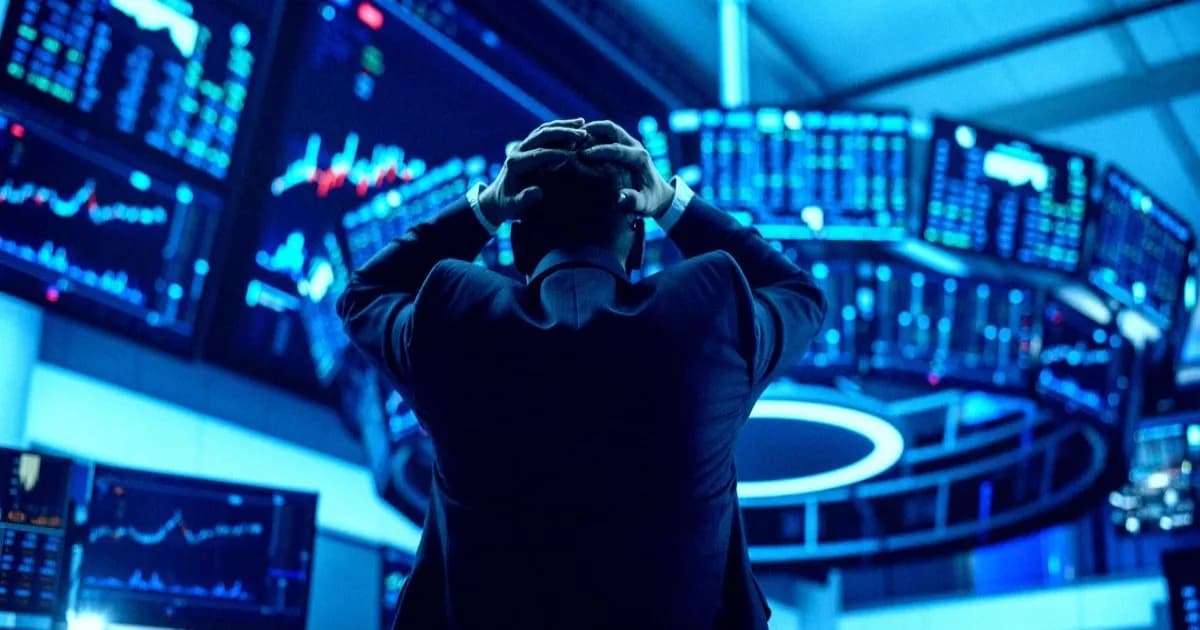 Trader bursa saham stres menyaksikan keruntuhan pasar saham mendadak