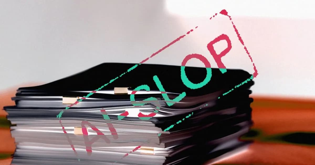 Ilustrasi stempel bertuliskan AI Slop terkait watermark Claude AI