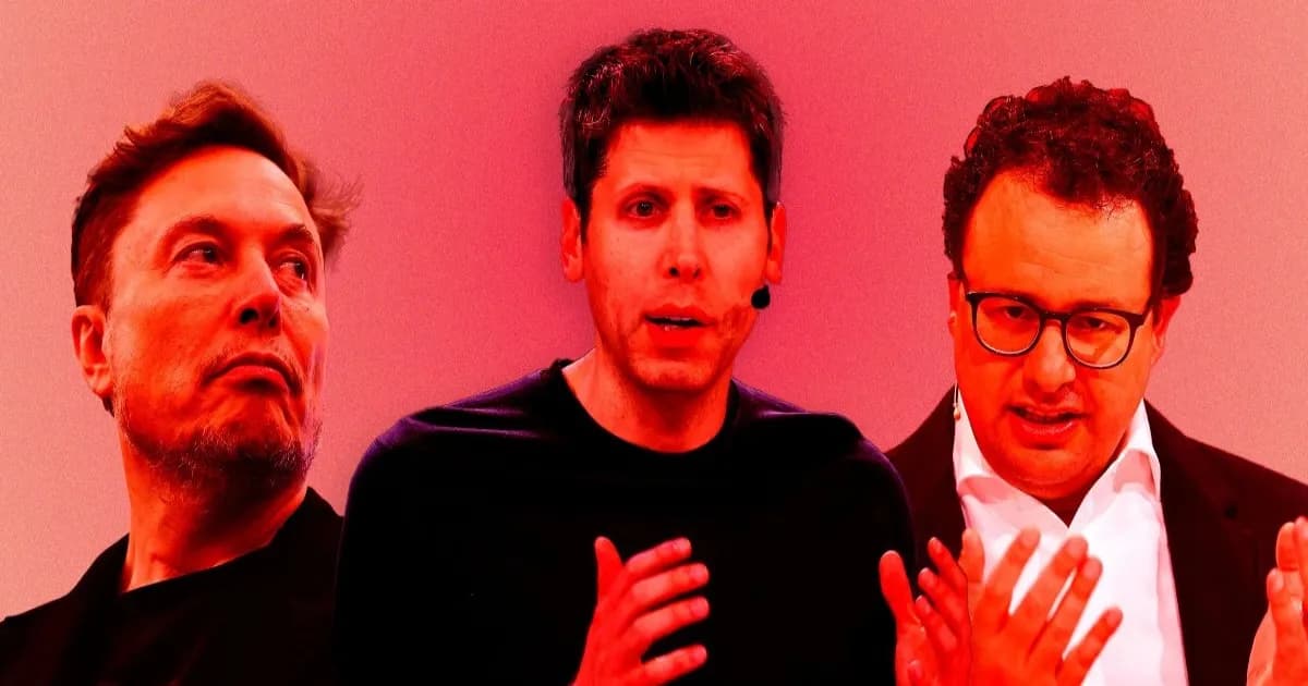 Kolase foto CEO AI Elon Musk, Sam Altman, dan Dario Amodei yang menjadi subjek survei kepercayaan