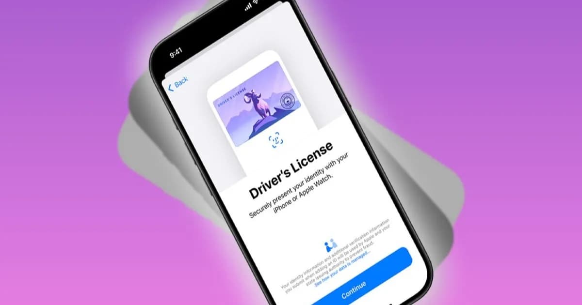 Ilustrasi aplikasi Apple Wallet di iPhone untuk identitas digital
