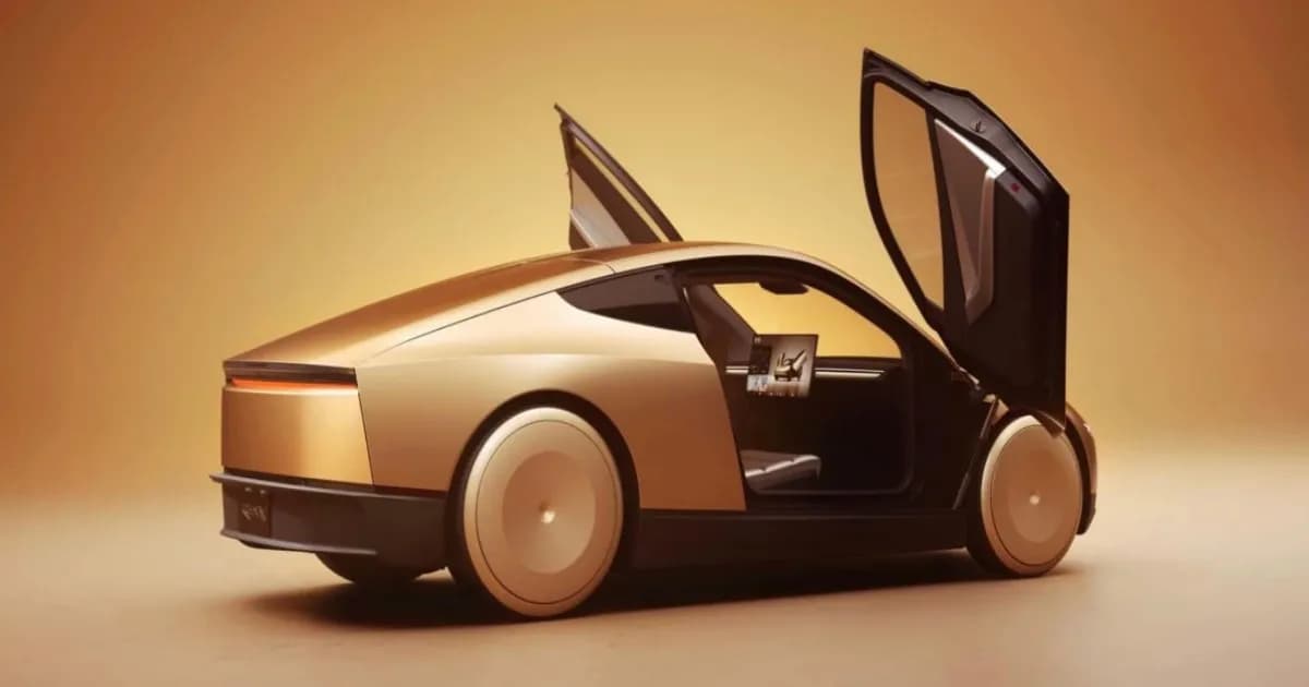 Tesla Cybercab hero tampak depan dengan pintu kupu-kupu