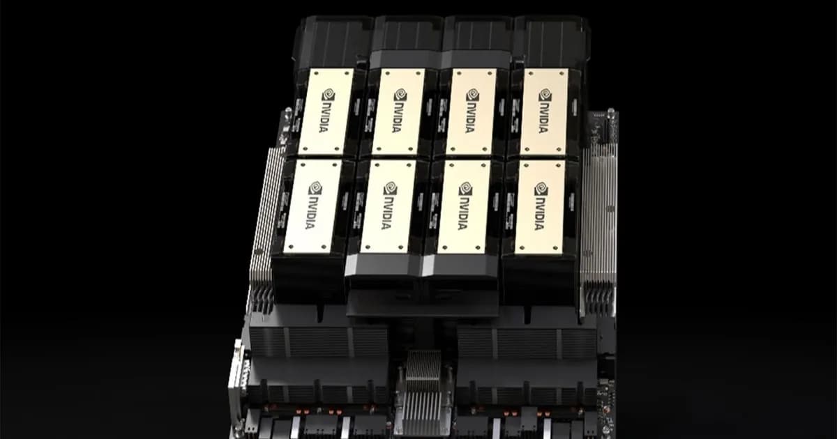 Ilustrasi akselerator Nvidia H200 untuk pusat data AI
