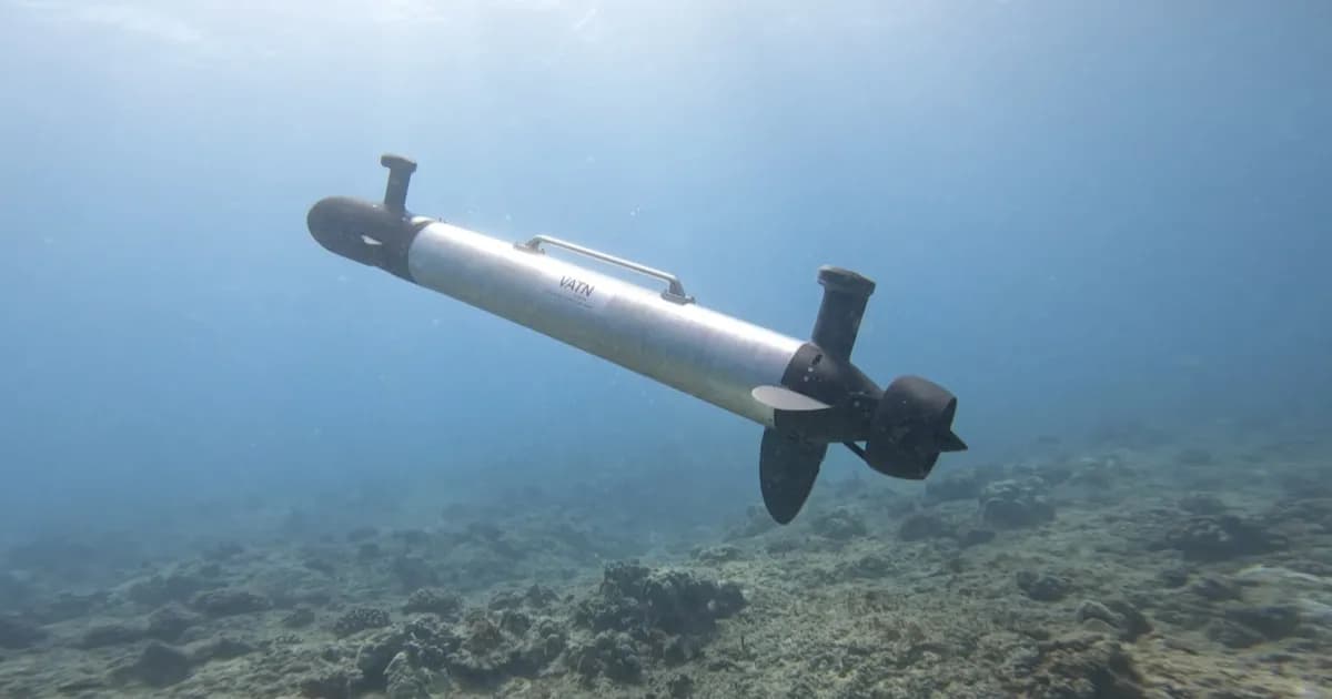 Ilustrasi drone bawah laut modular Vatn S12 AUV untuk sistem pertahanan Taiwan