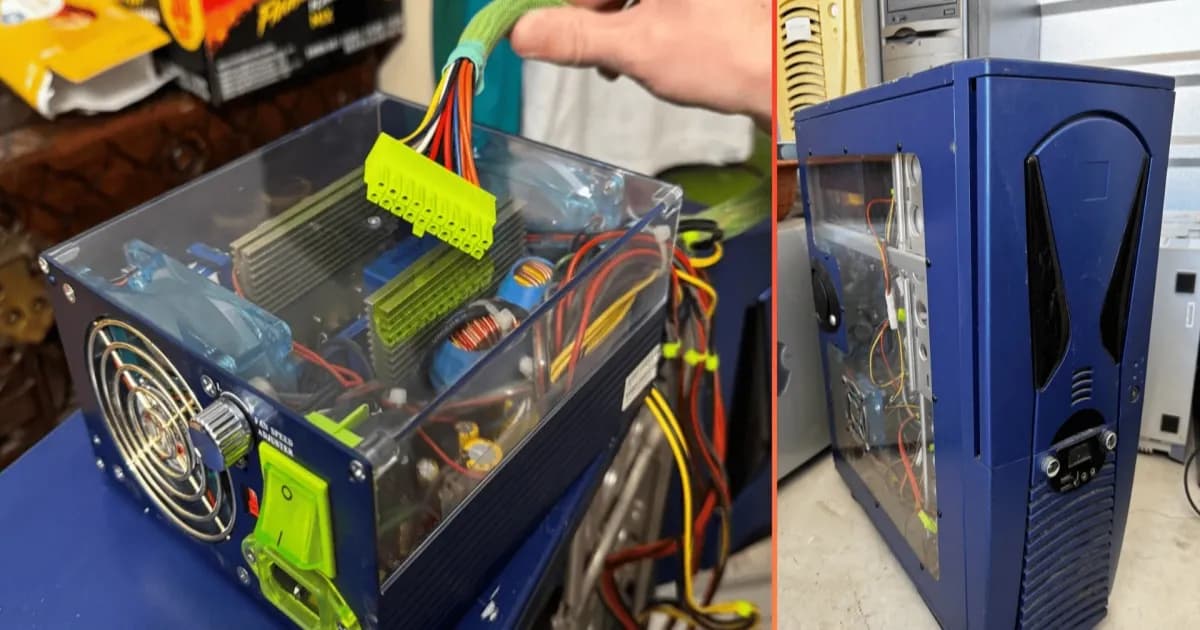 Casing PC Apevia X-SuperAlien era Y2K dengan desain agresif dan PSU transparan