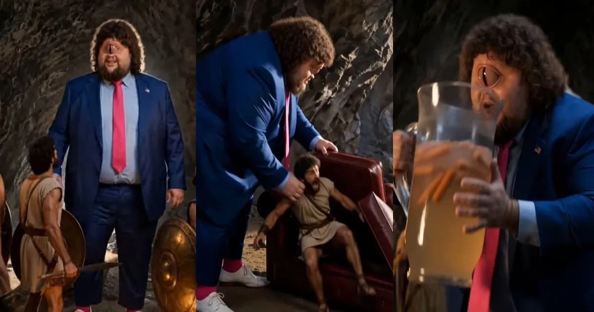 Parodi AI Odyssey menampilkan JD Vance sebagai Cyclops dalam gua bersama Odysseus