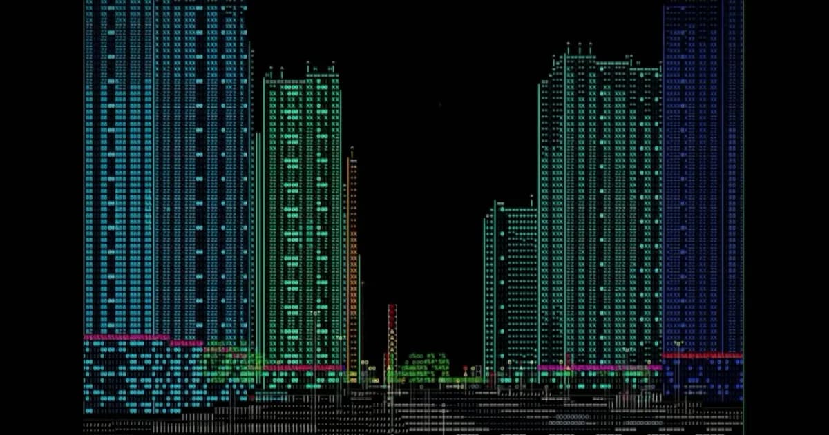 ASCII cyberpunk city prototype runs on a Rust WebAssembly engine and WebGL shaders