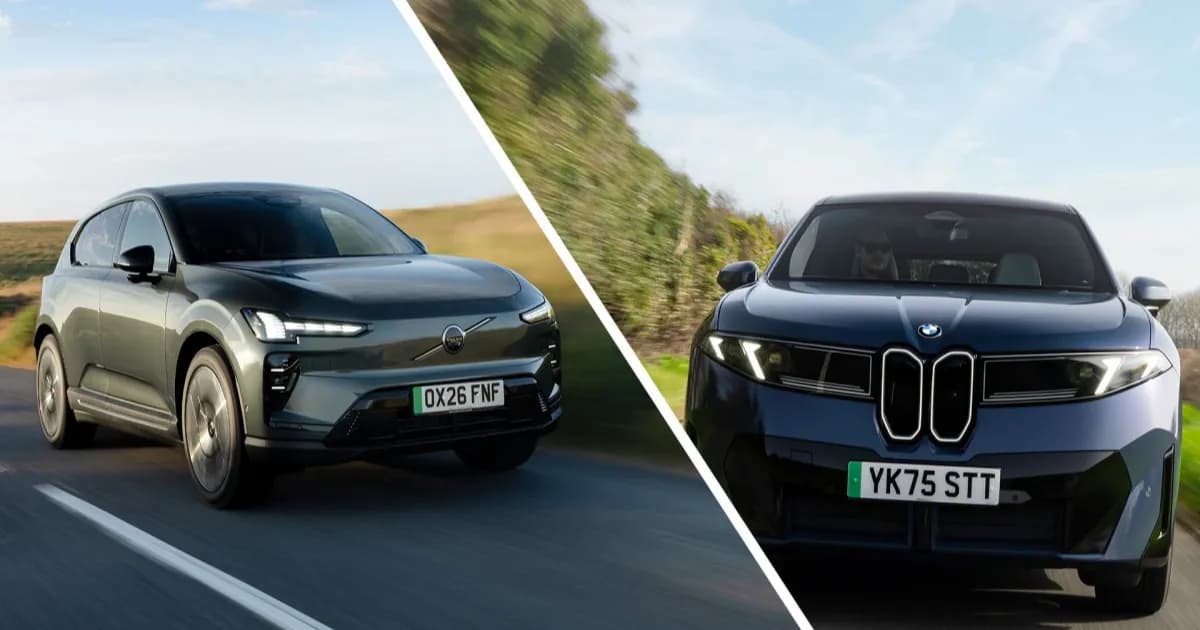 BMW iX3 dan Volvo EX60 berdampingan sebagai dua SUV listrik premium dengan jarak tempuh luar biasa