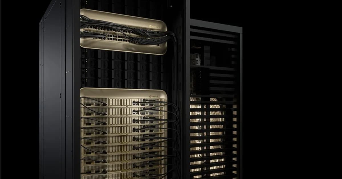 Nvidia Blackwell Ultra server stack dengan sistem pendingin dan konfigurasi GPU ganda