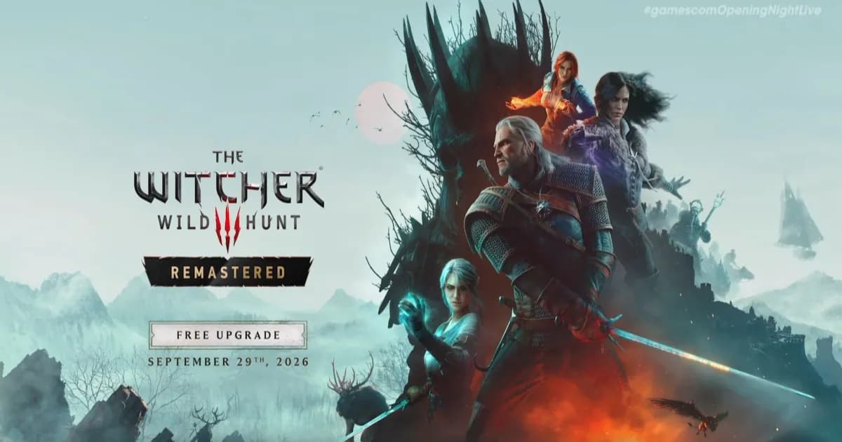 The Witcher 3 Wild Hunt Remastered menampilkan Geralt of Rivia dengan visual yang disempurnakan di wilayah baru
