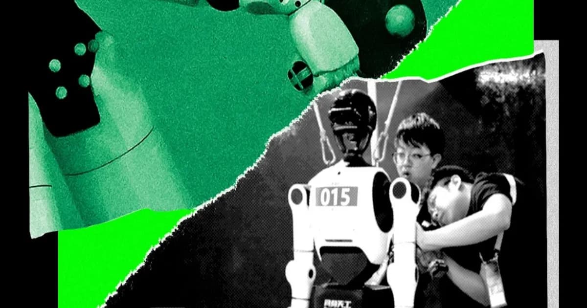 Robot humanoid Tiangong Ultra berlari di lintasan World Humanoid Robot Games 2026 di Beijing