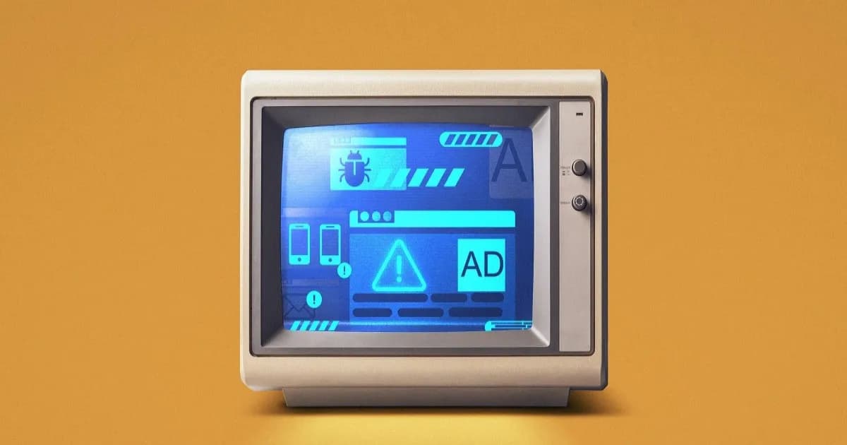 Ilustrasi iklan pop-up yang tampil di layar monitor komputer