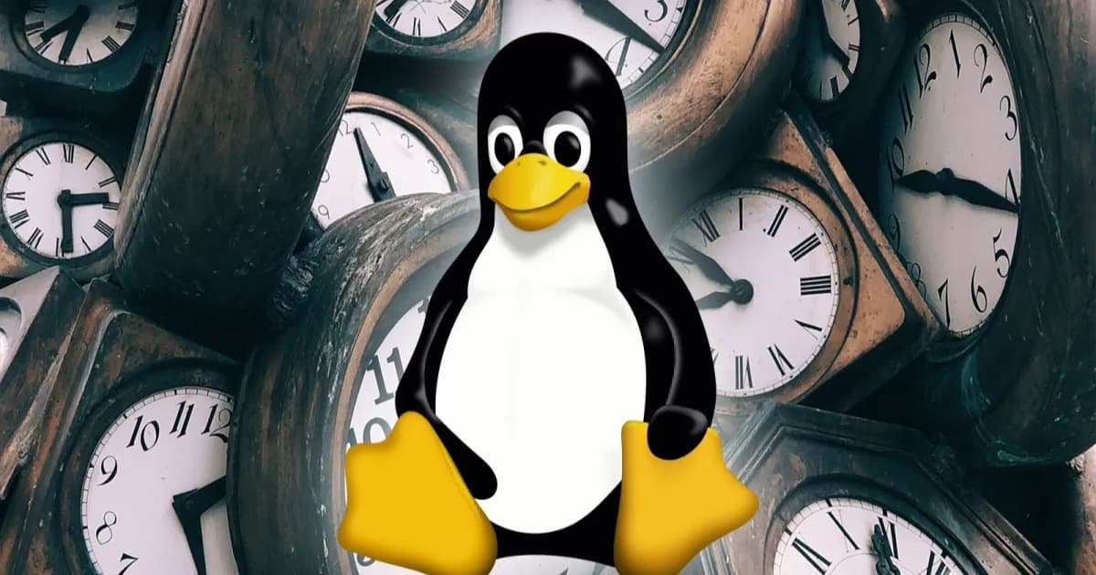 Ilustrasi logo Linux di depan jam menunjukkan lonjakan CVE Linux akibat AI