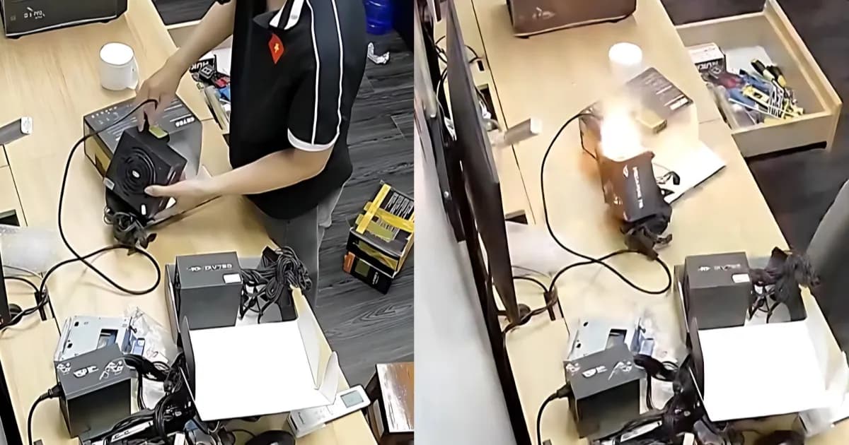 PSU VSP MEGA MAX VS750D terbakar saat dicolokkan ke stopkontak di pusat servis Vietnam