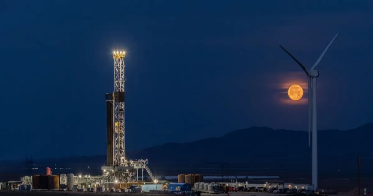 Ilustrasi pembangkit listrik panas bumi Cape Station Fervo di Utah yang memasok listrik untuk data center Google