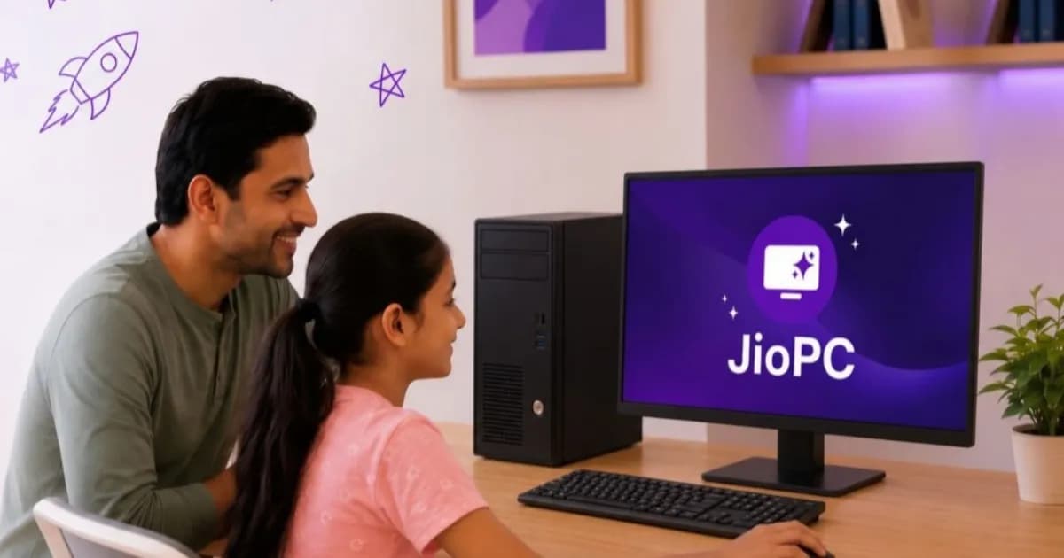 Ilustrasi layanan cloud PC JioPC dari Reliance Jio yang mengubah komputer lama menjadi siap AI