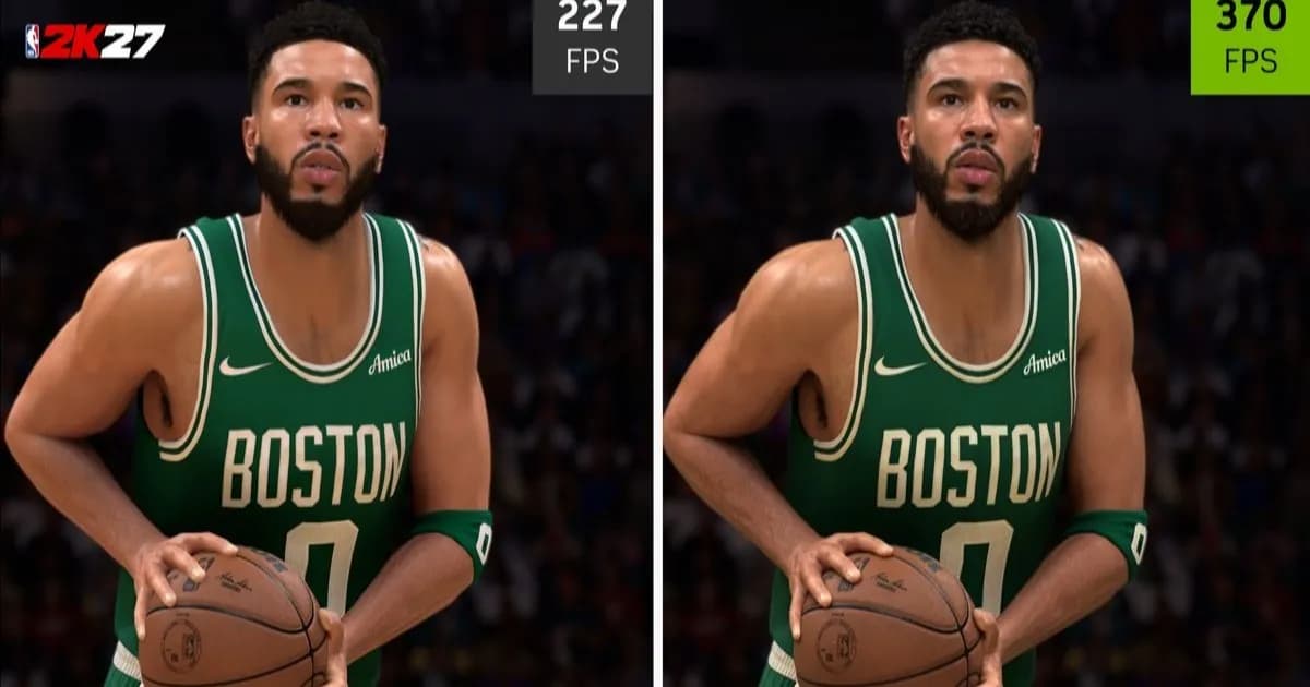 Ilustrasi teknologi DLSS 5 Nvidia yang menampilkan peningkatan kualitas pencahayaan dan bayangan secara real-time di dalam game NBA 2K27