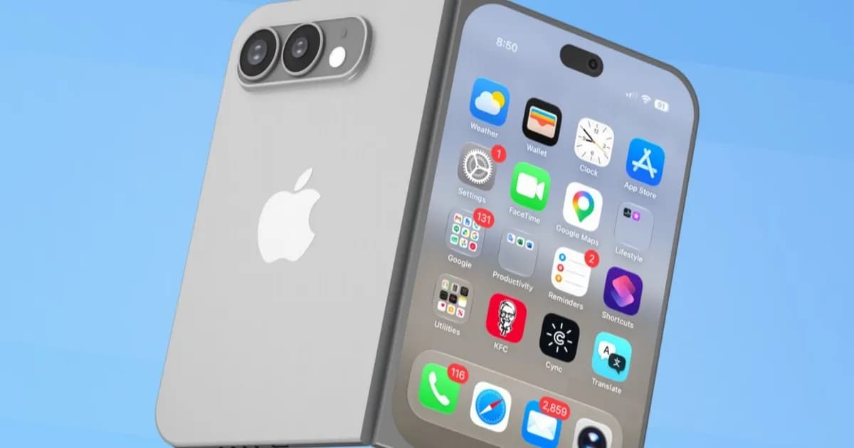 iPhone Ultra dengan desain layar lipat yang sedang dibuka