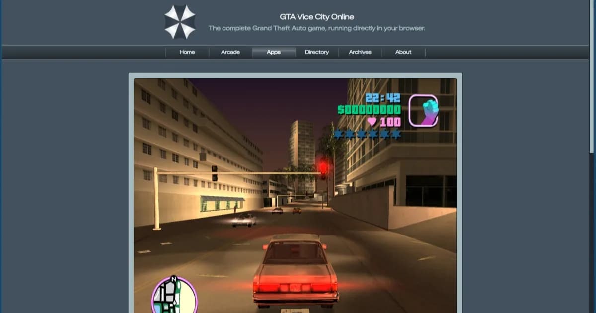 GTA Vice City berjalan di browser melalui situs Quenq