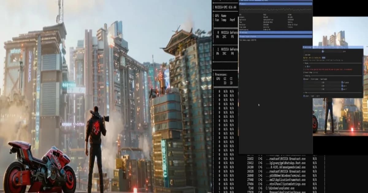 Ilustrasi Nvidia DLSS 5 Neural Rendering yang dijalankan pada pengaturan dual GPU RTX 5060 Ti