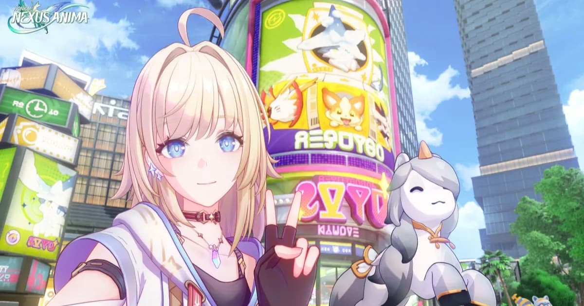 Tampilan kota Honkai: Nexus Anima dengan Anima berkeliaran