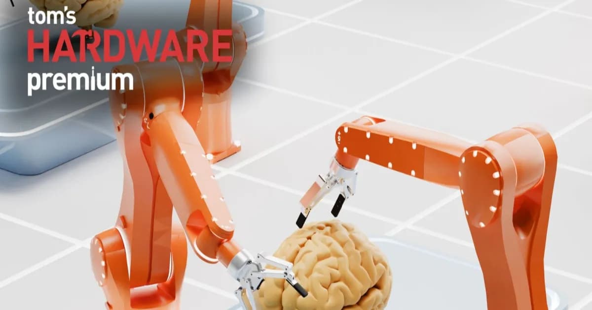 Ilustrasi robot memanipulasi otak manusia melambangkan kompleksitas persamaan Navier-Stokes