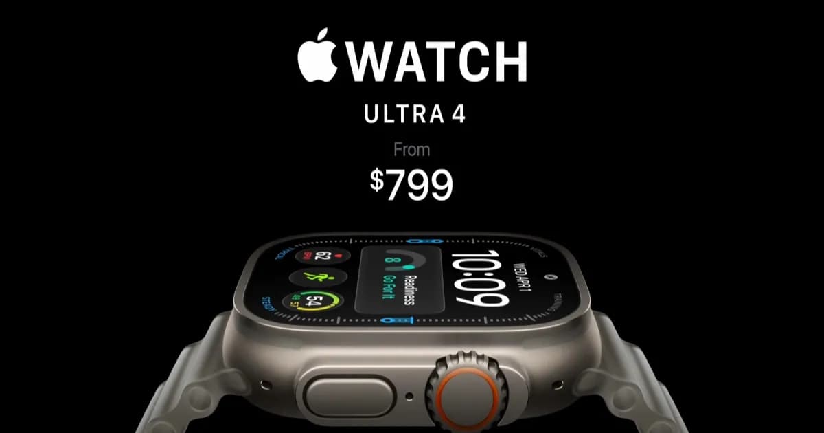 Apple Watch Ultra 4 dengan desain titanium dan pilihan warna Black atau Natural Titanium