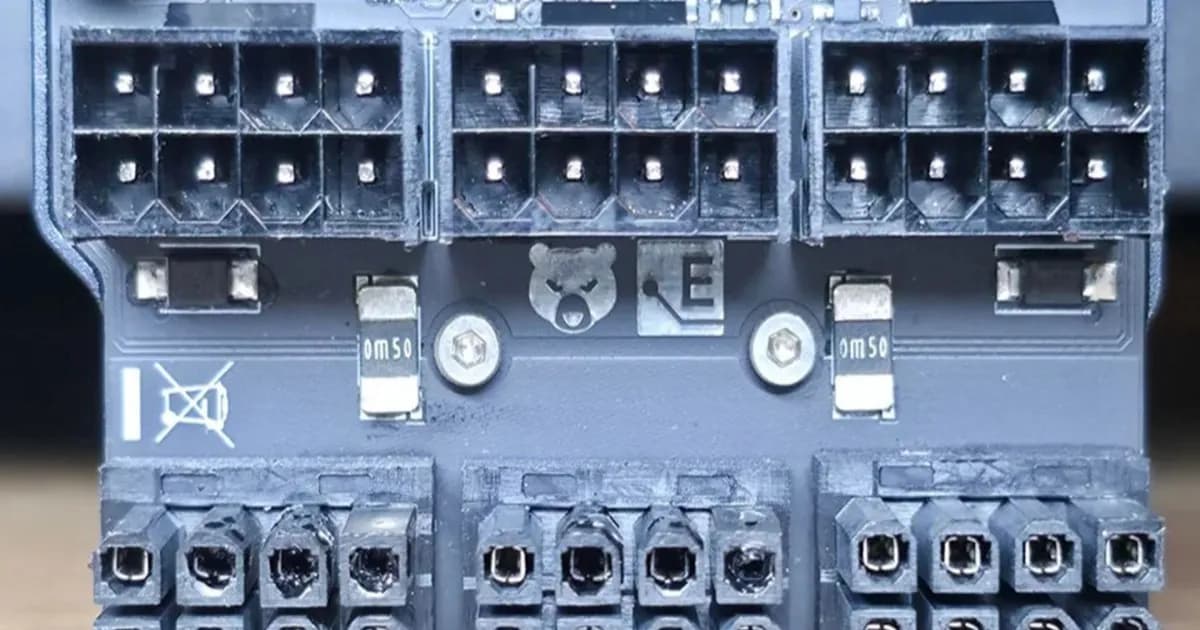 Konektor PCIe 8-pin yang rusak pada adaptor Thermal Grizzly WireView akibat overheating