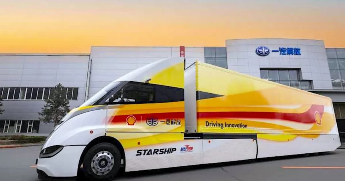 Truk konsep FAW Starship Hybrid 3.0 dengan baterai pendingin immersion hasil kolaborasi FAW dan Shell