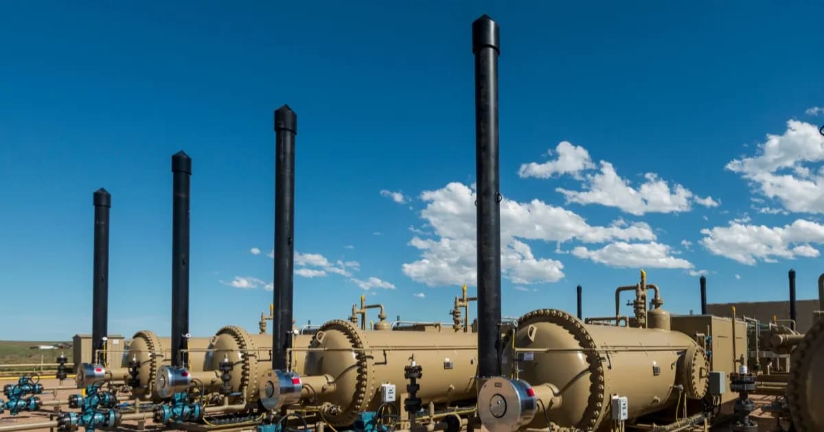 Deretan pressure vessel untuk produksi gas alam yang memasok kebutuhan data center