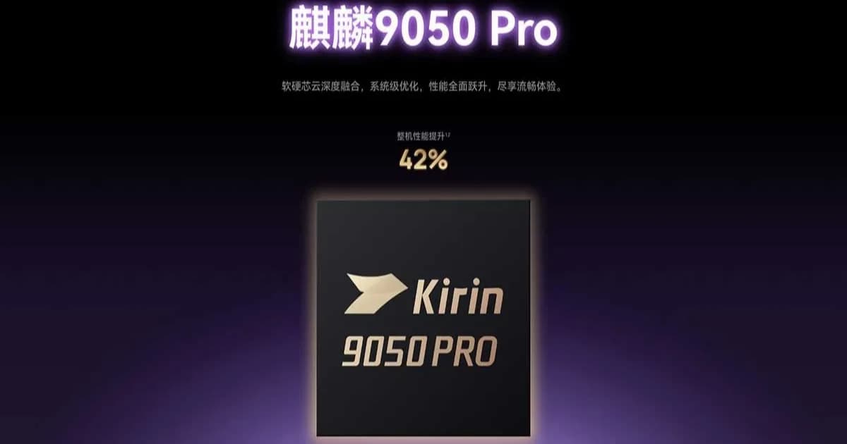 Slide peluncuran chip Huawei Kirin 9050 Pro dengan klaim bebas teknologi AS