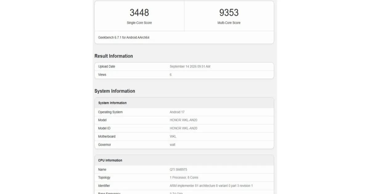 Honor Magic9 Pro Max menjalani benchmark Geekbench, mengungkap chipset dan kapasitas RAM-nya