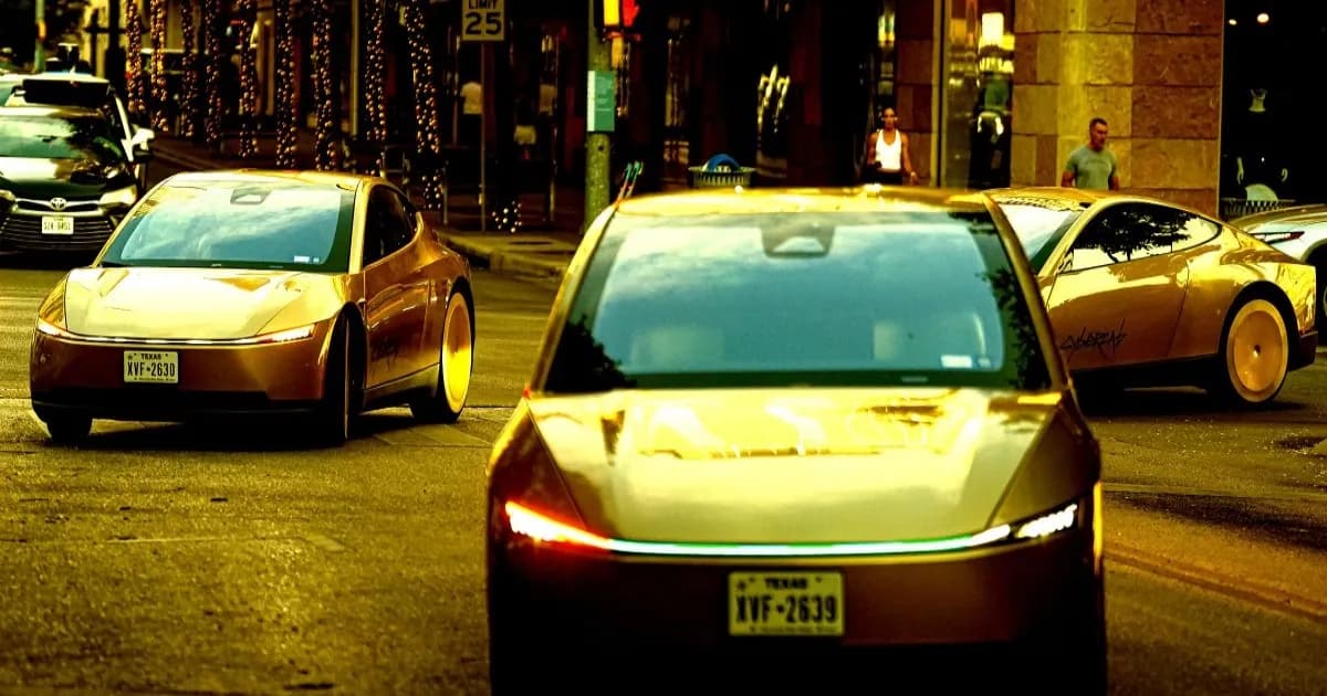 Tesla Cybercab melintas di jalanan Austin, Texas, tanpa setir dan pedal