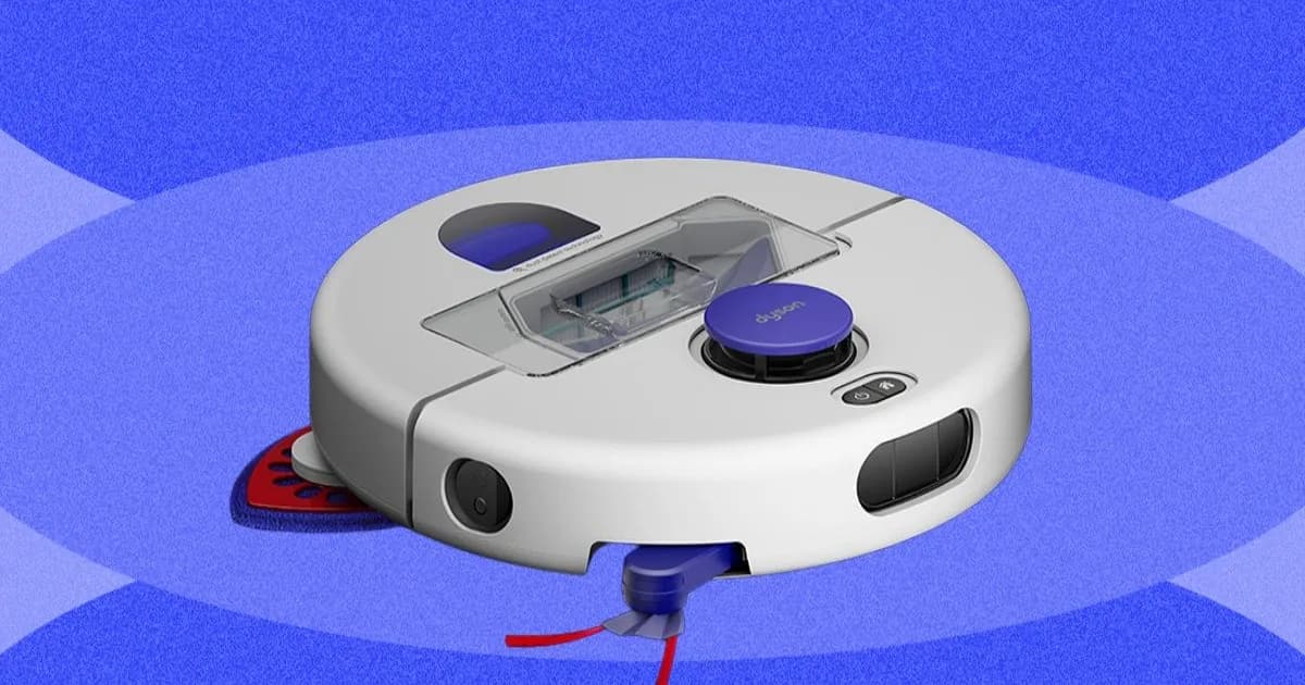 Tiga robot vacuum Dyson Nurovi R1, R2, dan R3 dengan base station canister berwarna abu-abu terang