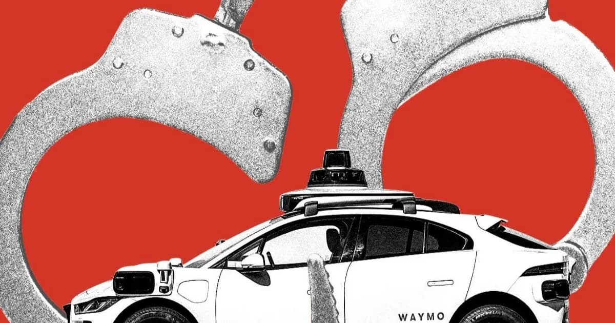 Waymo Ojai robotaxi otonom melintasi persimpangan Fourth dan Howard streets di luar Moscone West, San Francisco, California