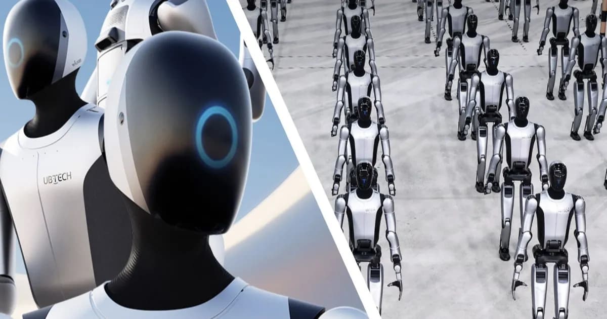 Pabrik robot pintar UBTech di Liuzhou, China, dengan robot humanoid di lini produksi