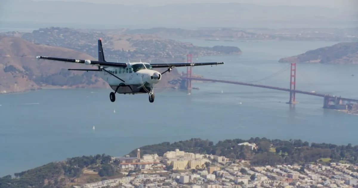 Pesawat Cessna Caravan modifikasi Joby Aviation saat melakukan penerbangan otonom lintas Amerika Serikat