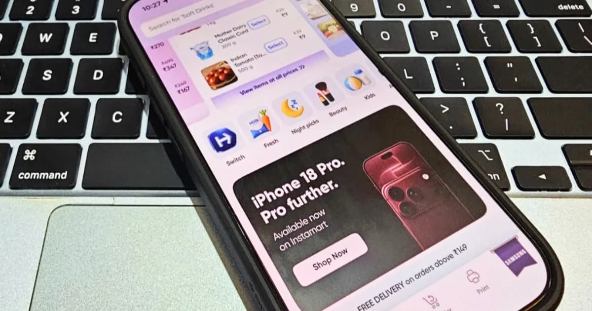 Ilustrasi pengiriman iPhone 18 Pro dan iPhone 18 Pro Max melalui aplikasi quick commerce di India
