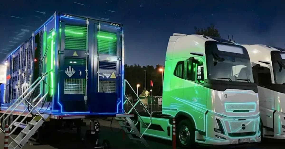Truk listrik komersial dengan sistem baterai TECTRANS II dari CATL dalam jaringan penukaran baterai Swaptopus di Eropa
